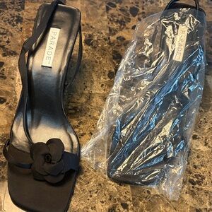 Parade Black Women's Heels with Floral Detail